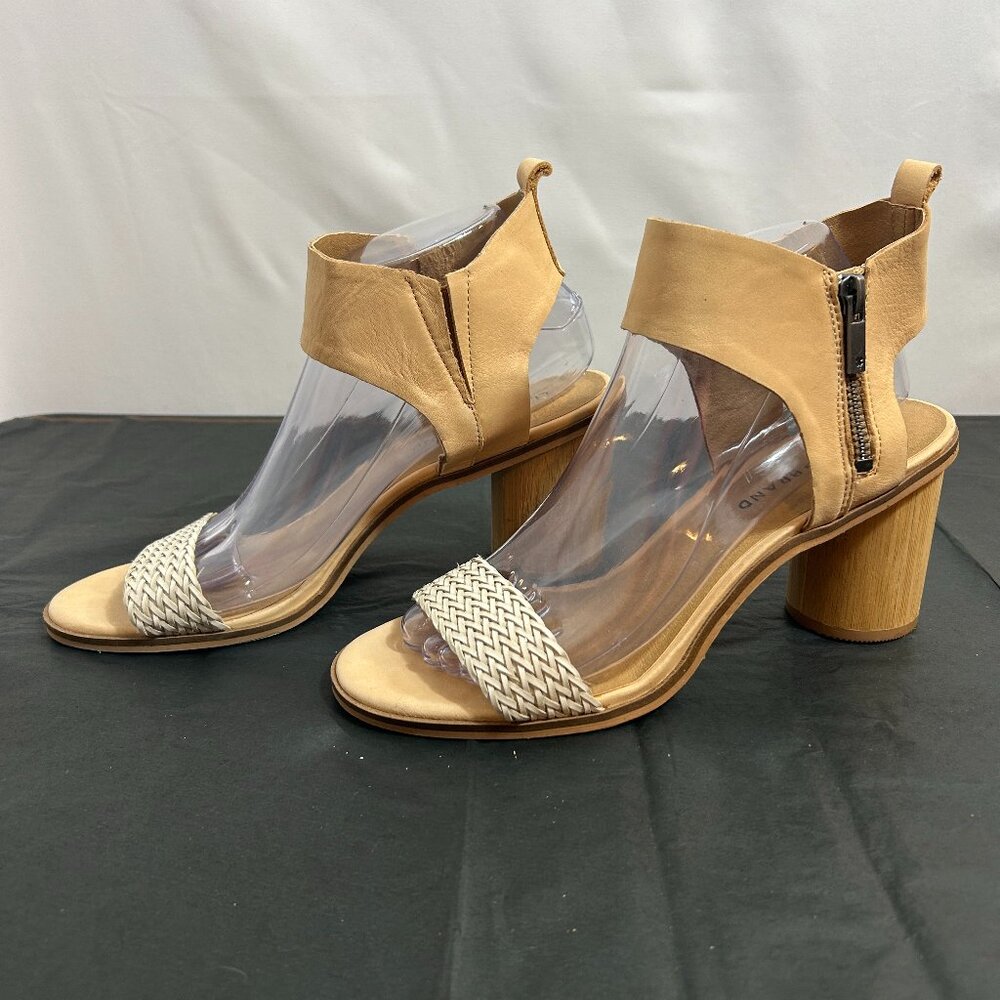 Lucky Brand Pomee heeled sandals with an ankle strap and braided toeā strap 8.5